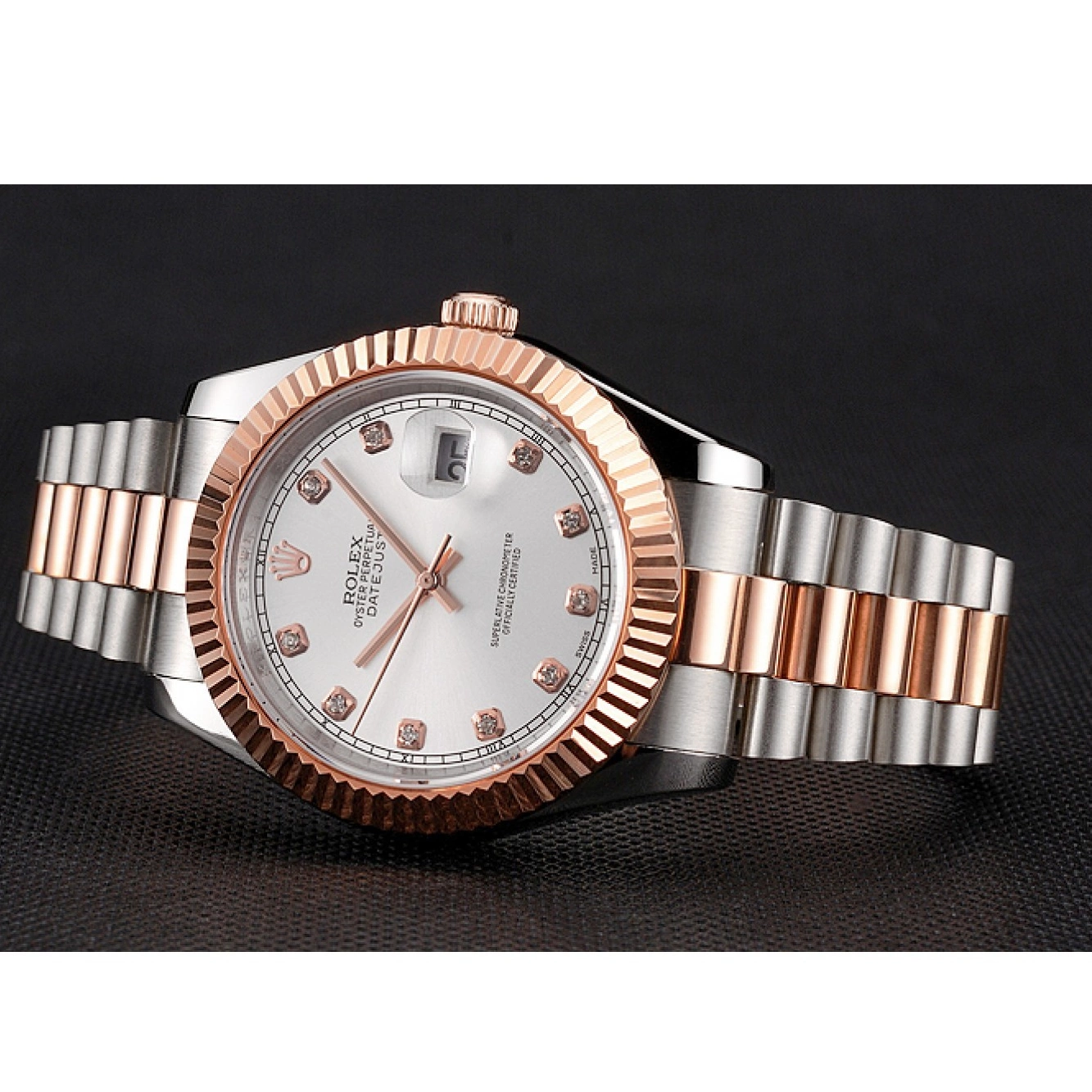 Best AAA Replica Sites Case Datejust Steel Gold Rose White Two Swiss Tone Bezel Dial Bracelet Rolex Stainless 0630